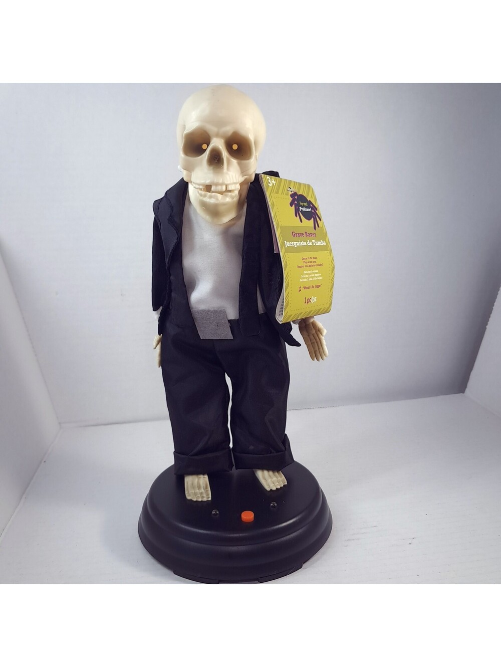 Gemmy Grave Raver Skeleton error tag Hey Baby Drop it music dances 2013 READ